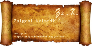 Zsigrai Kristóf névjegykártya