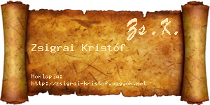 Zsigrai Kristóf névjegykártya